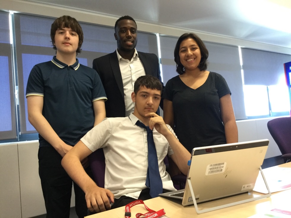 pictured left to right, Redmoor Academy Year 10 students Sam, Nathan and Leah with Cadent’s Ralf Quist