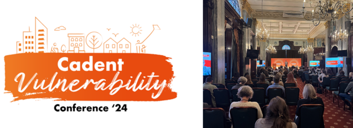 Cadent Vulnerability Conference ’24 logo and audience photo.